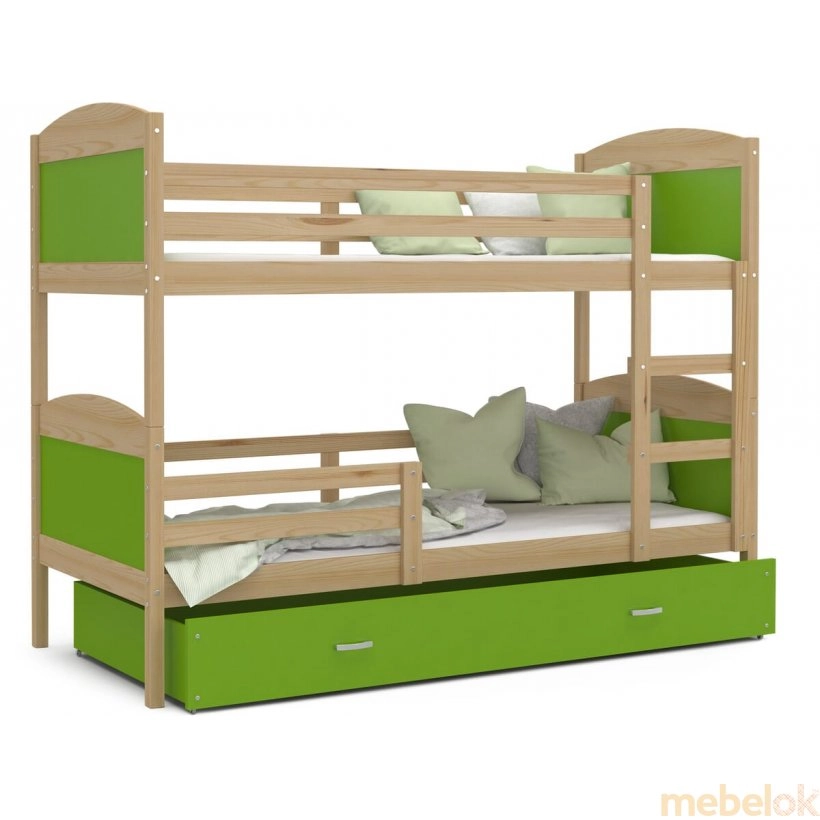 Кровать двухъярусная Mateusz 80x190 сосна - зеленый