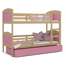 Кровать двухъярусная Mateusz 90x200 сосна - pозовый