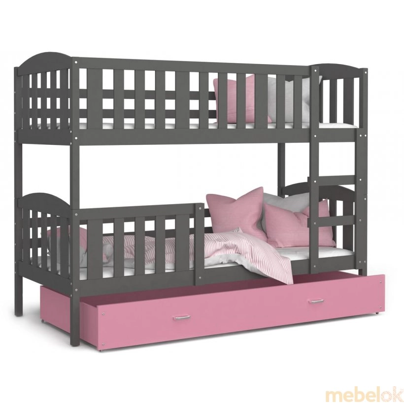 Ліжко двухъярусная Kubus 80x160 сірий - pозовый