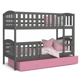 Ліжко двухъярусная Kubus 80x190 сірий - pозовый