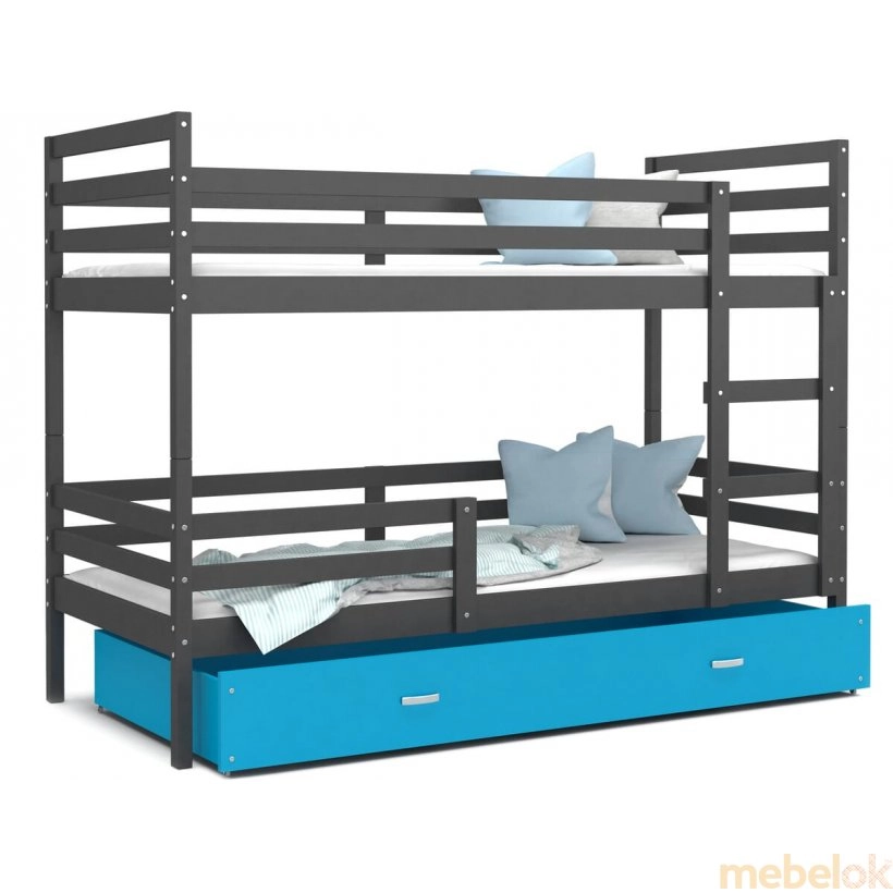Кровать двухъярусная Jacek 80x160 Серый - Синий