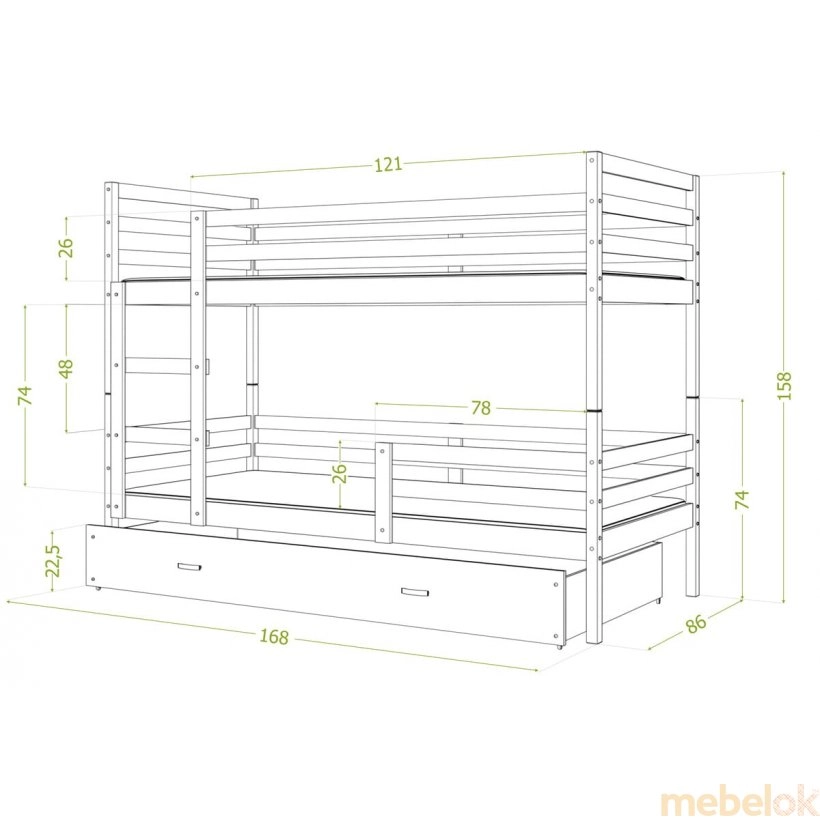 Кровать двухъярусная Jacek 80x160 Серый - Синий от фабрики AJK meble (АДжК мебель)