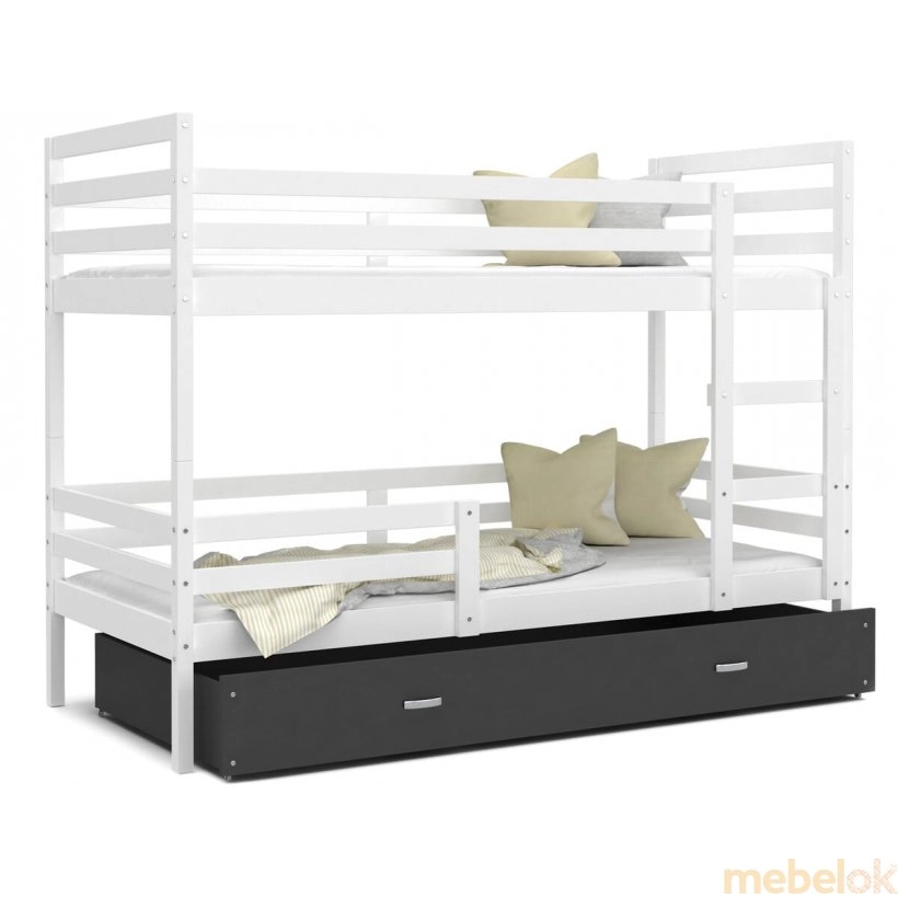 Кровать двухъярусная Jacek 80x160 Белый - Серый