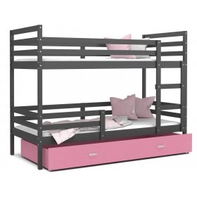 Кровать двухъярусная Jacek 90x200 серый - pозовый
