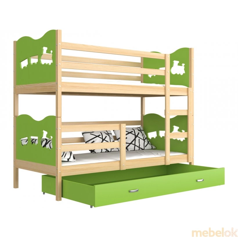 Ліжко двухъярусная Max 80x160 сосна - зелений