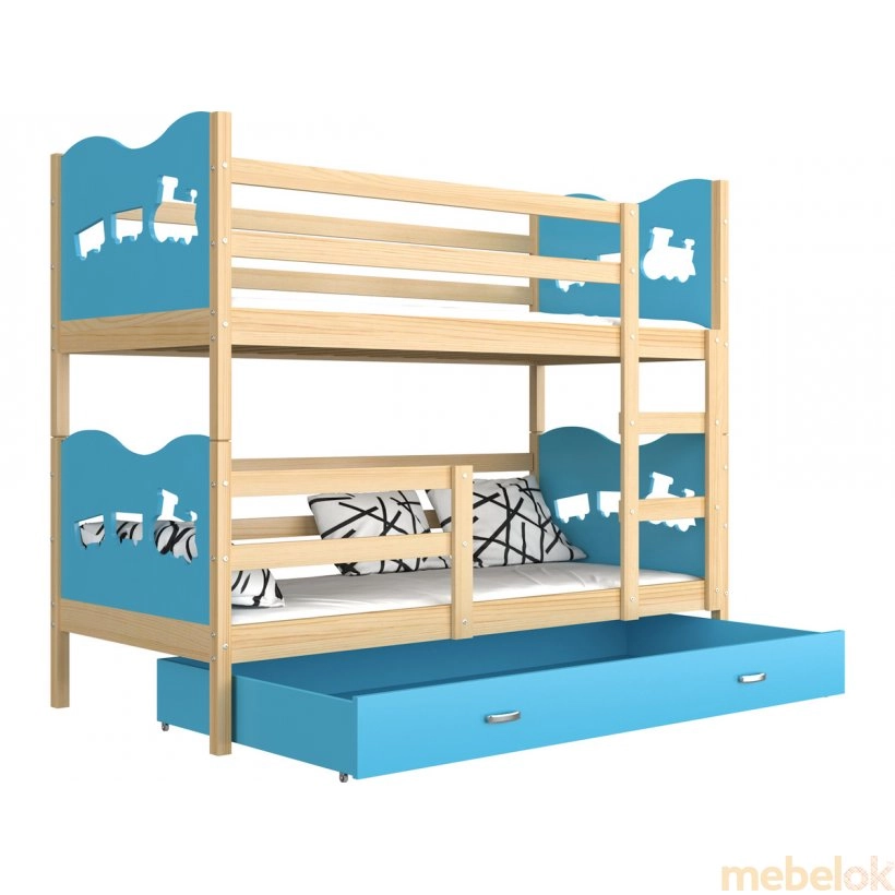 Кровать двухъярусная Max 80x160 сосна - синий