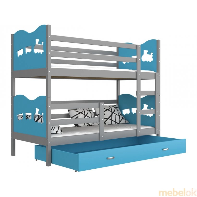 Кровать двухъярусная Max 80x160 серый - синий