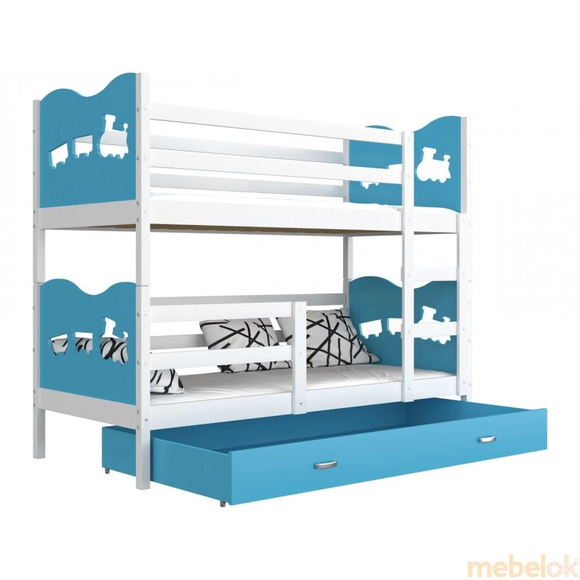 Кровать двухъярусная Max 80x160 белый - синий