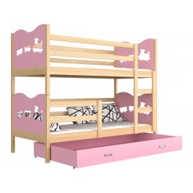 Кровать двухъярусная Max 80x190 сосна - розовый