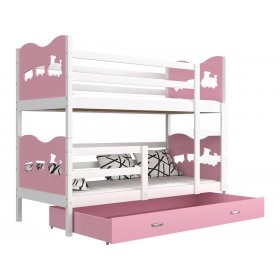 Кровать двухъярусная Max 90x200 белый - розовый