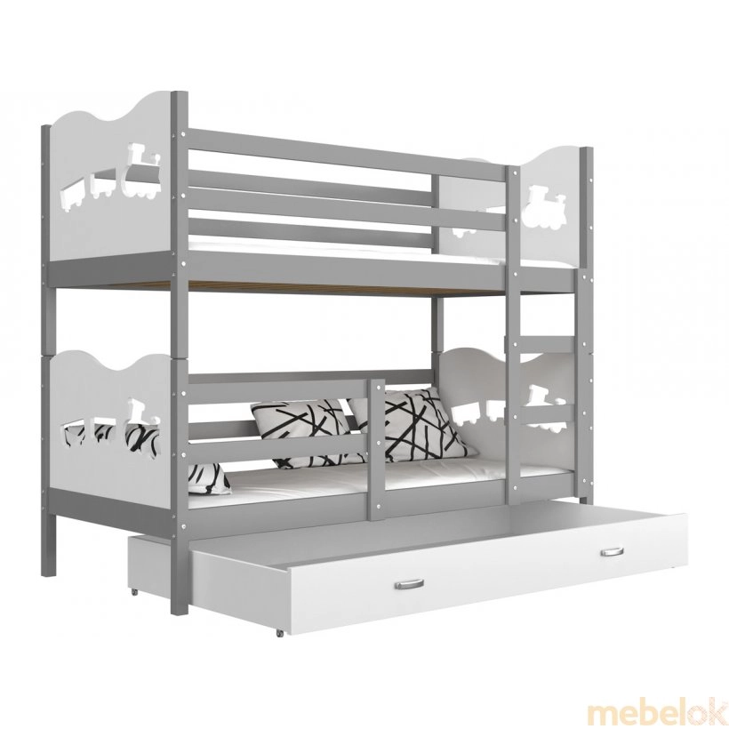 Ліжко двухъярусная Max 90x200 сірий - білий