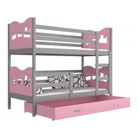 Кровать двухъярусная Max 90x200 серый - розовый