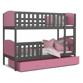 Кровать двухъярусная Tami 80x190 серый - pозовый