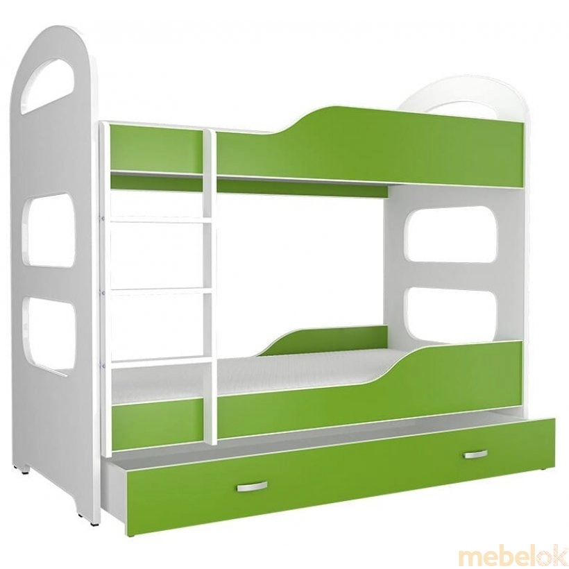 Кровать двухъярусная Dominik 80x160 белый - зеленый