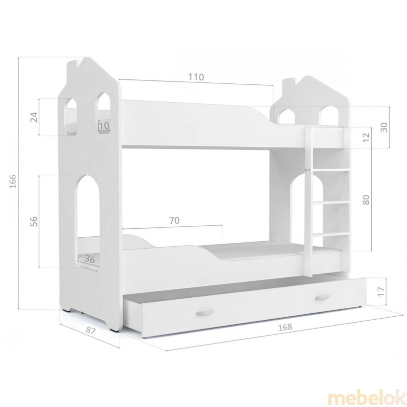 Кровать двухъярусная Dominik D 80x160 белый от фабрики AJK meble (АДжК мебель)