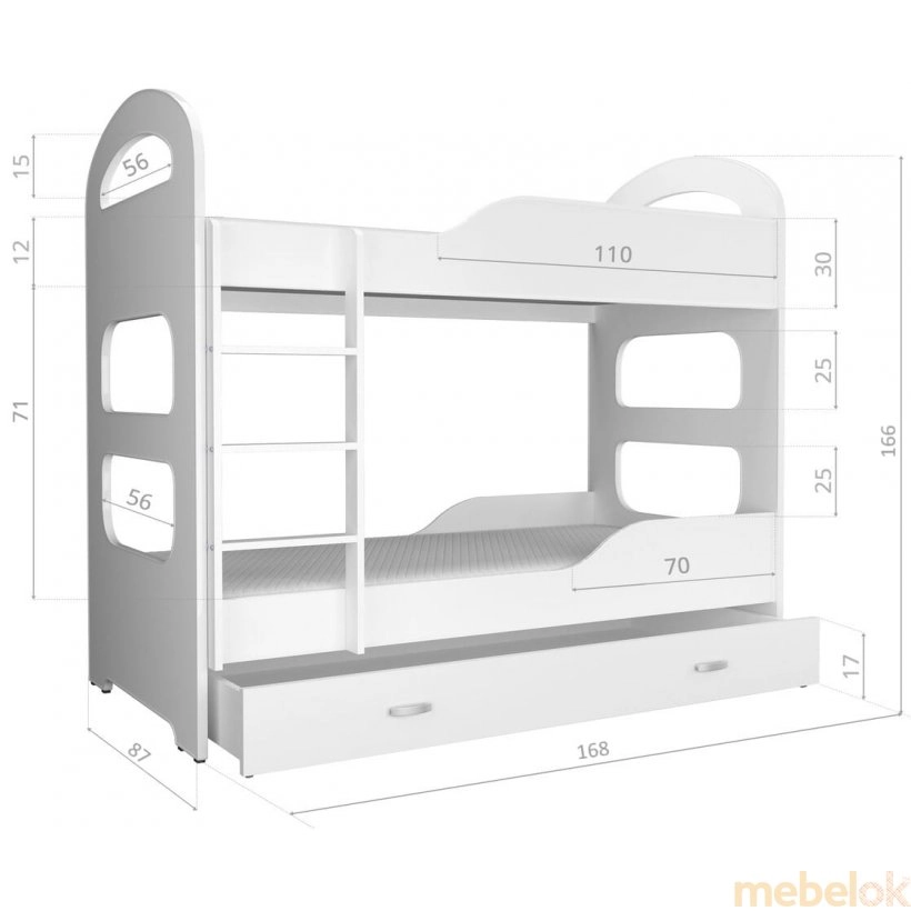 Кровать двухъярусная Dominik N 80x160 узор № 4 от фабрики AJK meble (АДжК мебель)