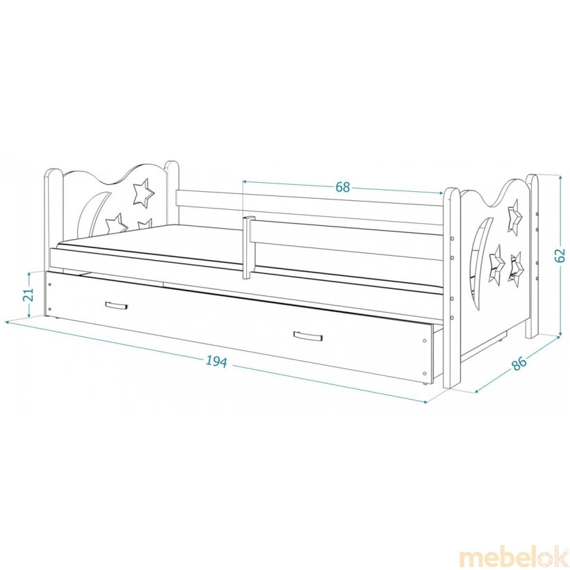 Кровать Николай 80x190 pозовый - серый от фабрики AJK meble (АДжК мебель)