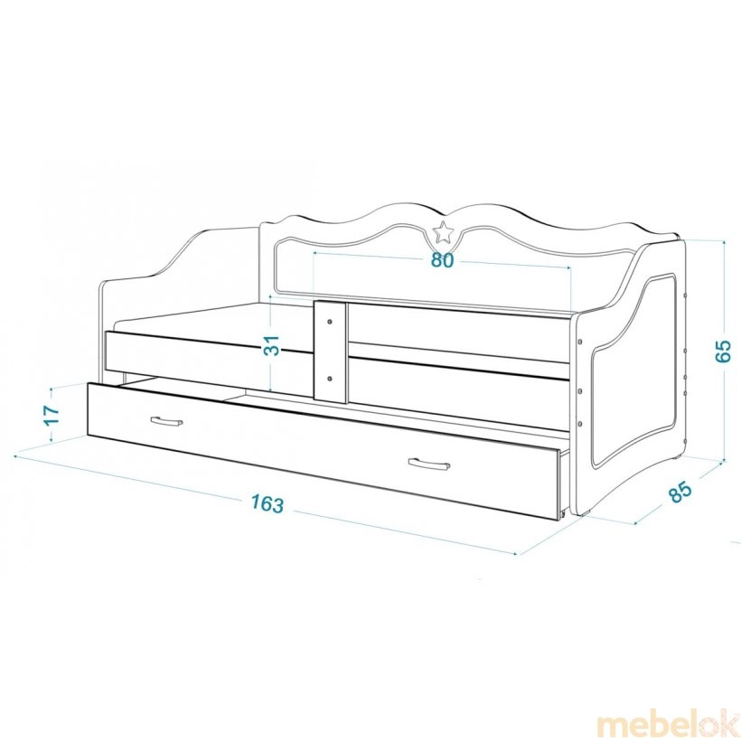 (Кровать Лили 80x160 белый) AJK meble (АДжК мебель)