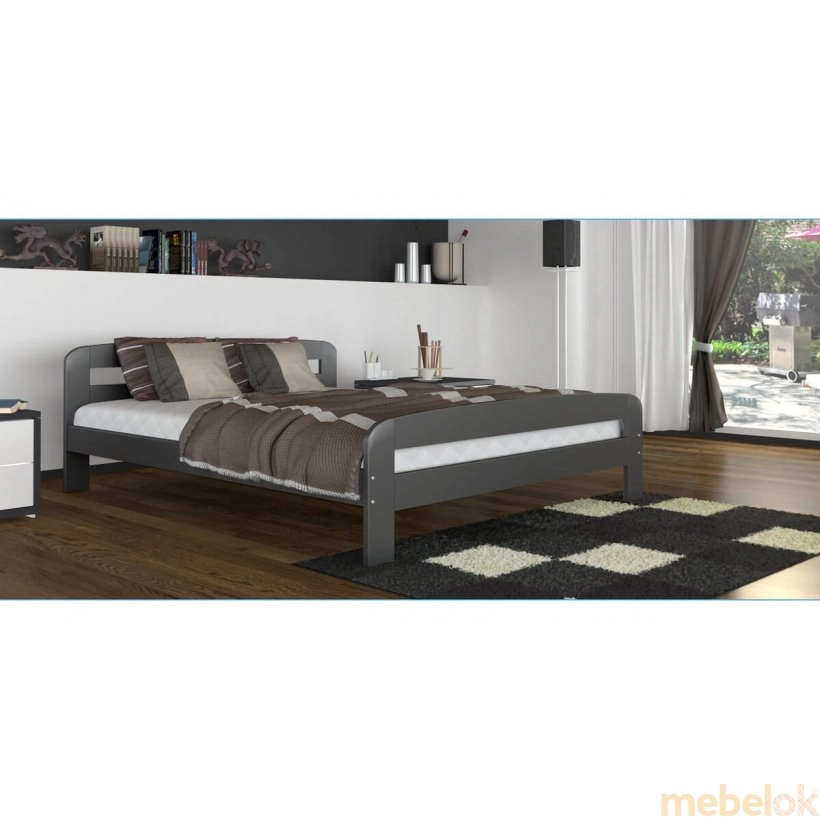 кровать с видом в обстановке (Кровать DALLAS 140x200 серый)