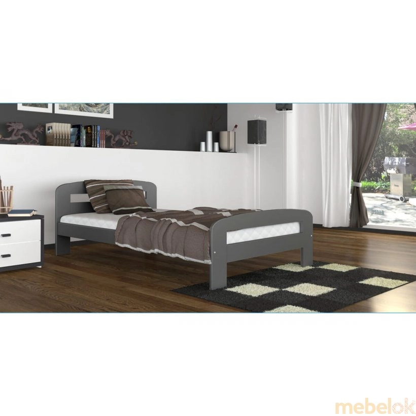 кровать с видом в обстановке (Кровать DALLAS 90x200 серый)