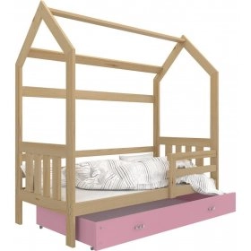 Кровать Домик 2 80x160 pозовый - сосна