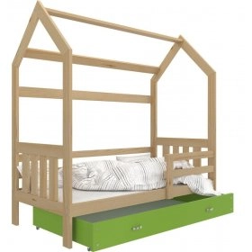Ліжко Домик 2 80x160 зелений - сосна