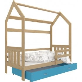 Кровать Домик 2 80x160 синий - сосна