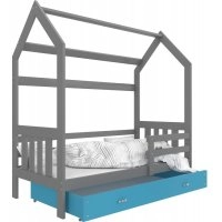 Кровать Домик 2 80x160 синий - серый