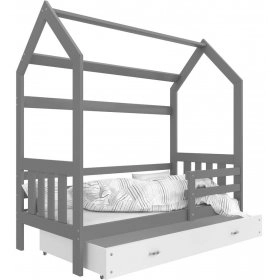 Кровать Домик 2 80x160 белый - серый