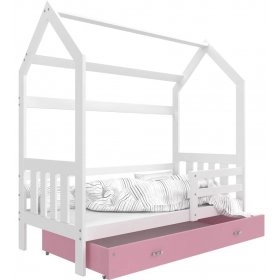 Ліжко Домик 2 80x160 pозовый - білий