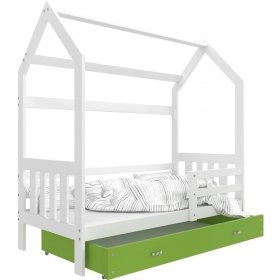 Кровать Домик 2 80x160 зеленый - белый