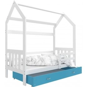 Кровать Домик 2 80x160 синий - белый