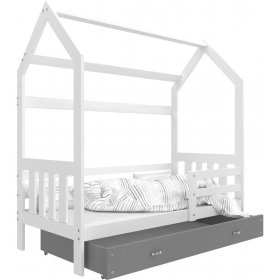 Ліжко Домик 2 80x160 сірий - білий
