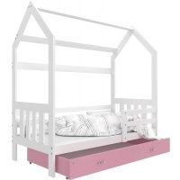 Ліжко Домик 2 80x190 pозовый - білий