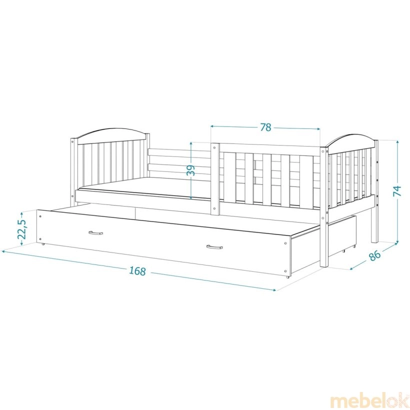 Кровать Кубус П 80x160 белый от фабрики AJK meble (АДжК мебель)