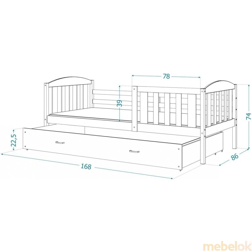 Ліжко Кубус П 80x160 pозовый - сірий від фабрики AJK meble (АДЖК меблі)