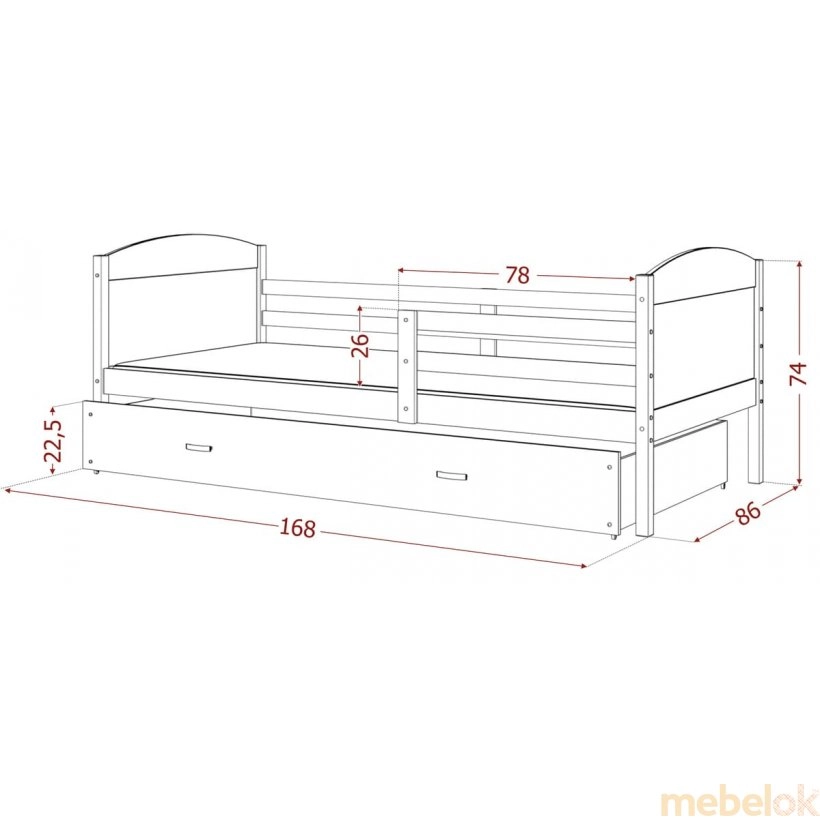 Кровать Мэтью П 80x160 pозовый - сосна от фабрики AJK meble (АДжК мебель)