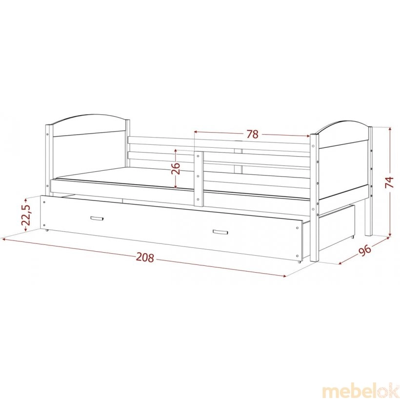 Кровать Мэтью П 90x200 pозовый - сосна от фабрики AJK meble (АДжК мебель)