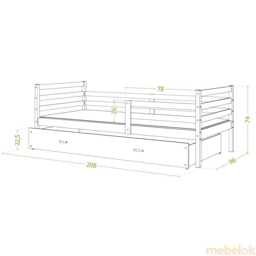 Кровать Джек П 90x200 Серый от фабрики AJK meble (АДжК мебель)