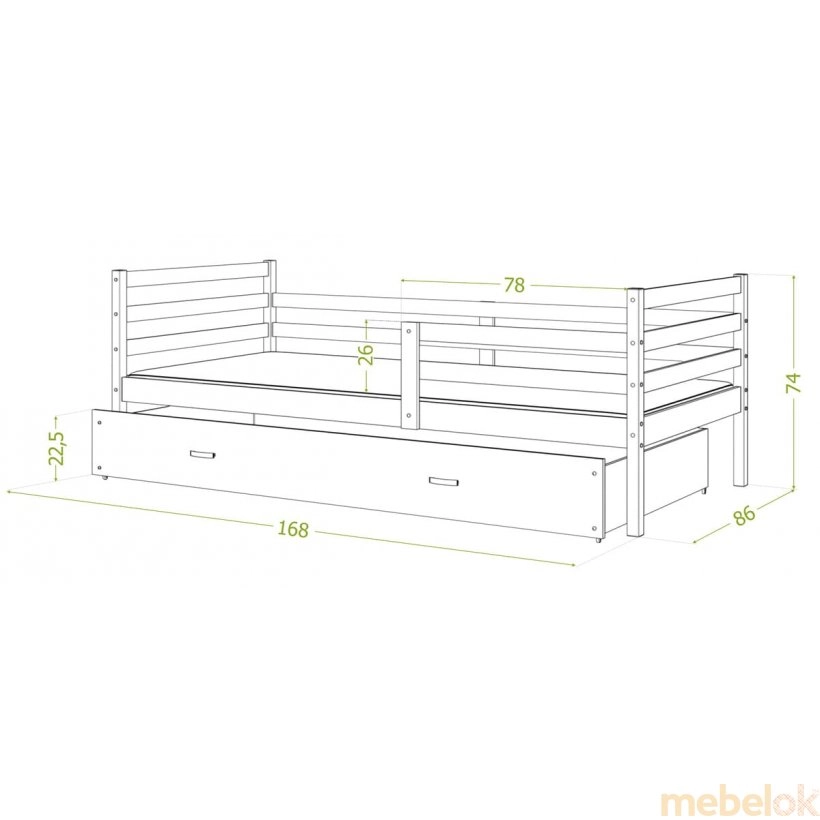 Кровать Джек П 80x160 Серый от фабрики AJK meble (АДжК мебель)