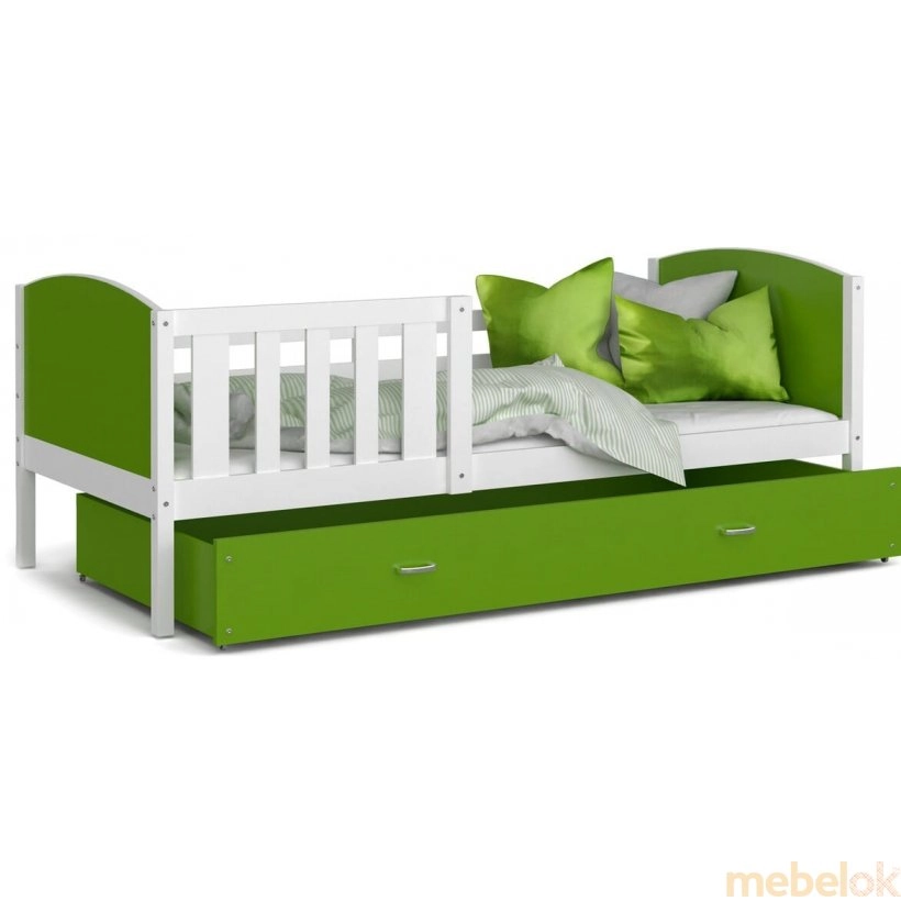 Ліжко Тами П 90x200 зелений - білий