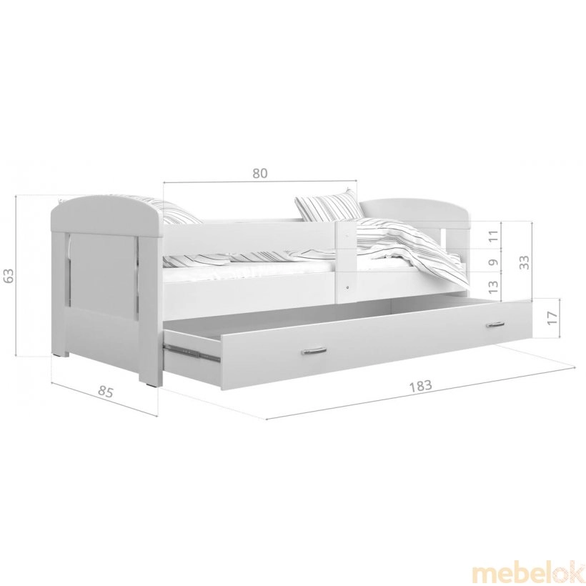 Ліжко Филип 80x180 білий від фабрики AJK meble (АДЖК меблі)