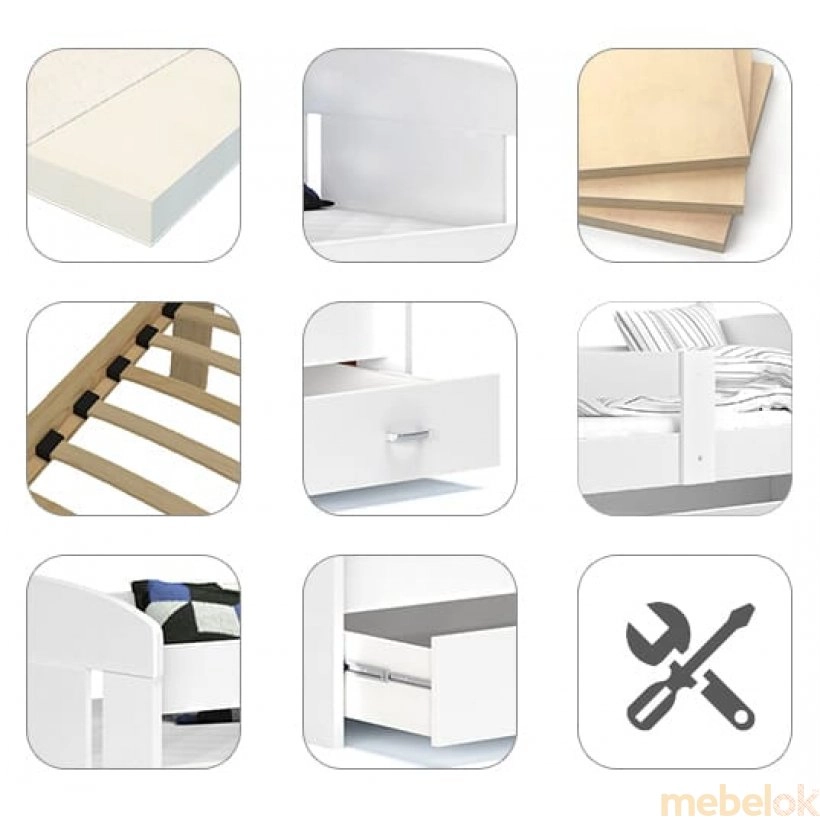 Кровать Филип 80x140 серый от фабрики AJK meble (АДжК мебель)