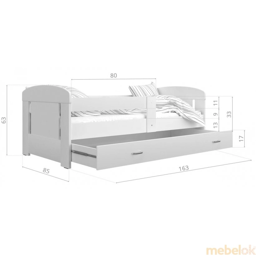 Ліжко Филип 80x160 білий від фабрики AJK meble (АДЖК меблі)