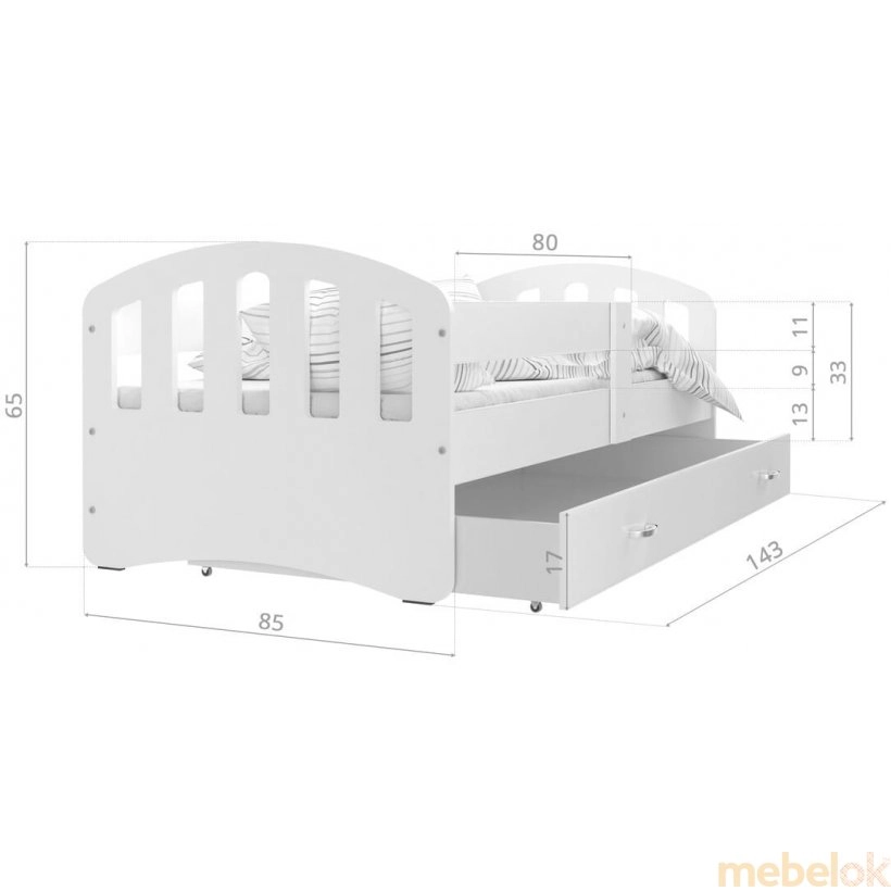 Кровать Хэппи 80x140 серый - белый от фабрики AJK meble (АДжК мебель)