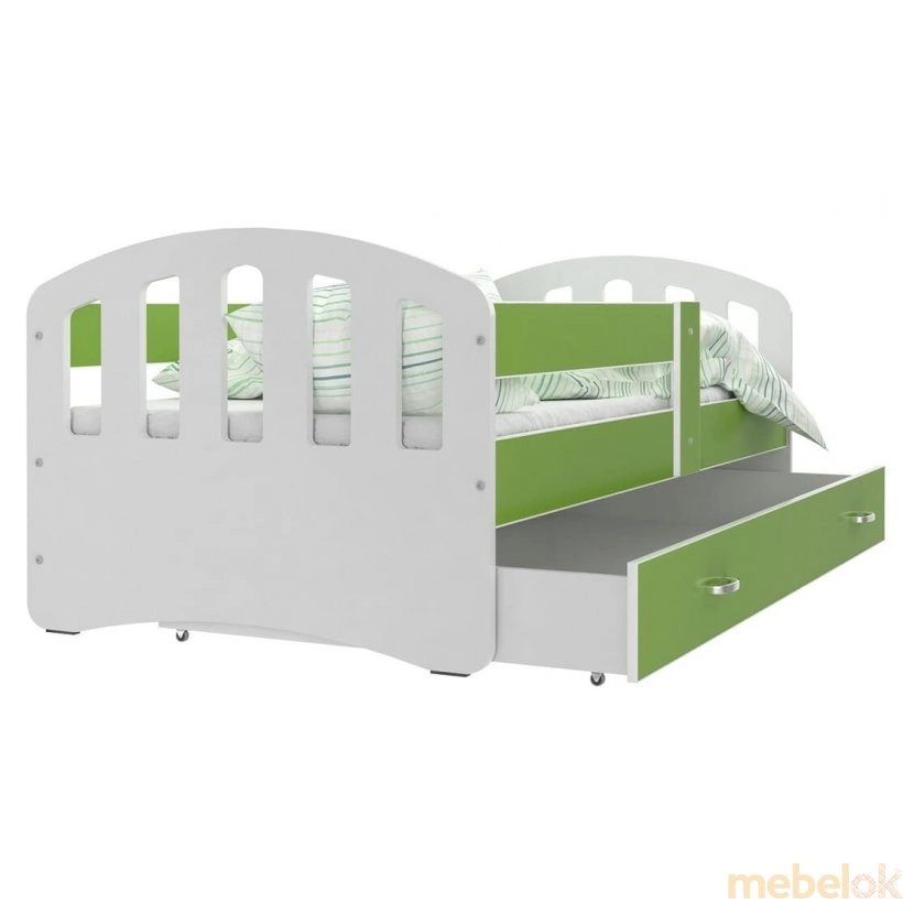 Кровать Хэппи 80x140 белый - зеленый