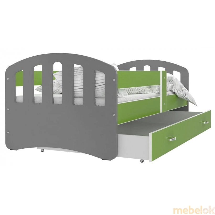 Ліжко Хэппи 80x160 сірий - зелений