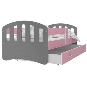 Кровать Хэппи 80x160 серый - pозовый
