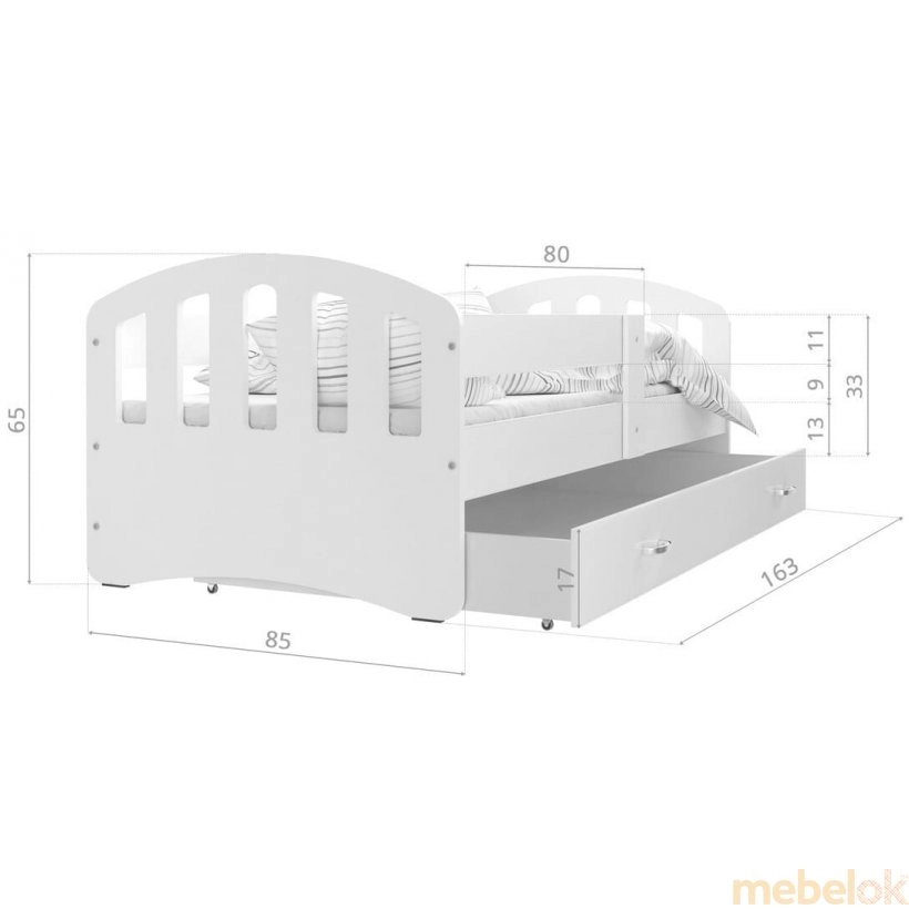Ліжко Хэппи 80x160 білий - зелений від фабрики AJK meble (АДЖК меблі)