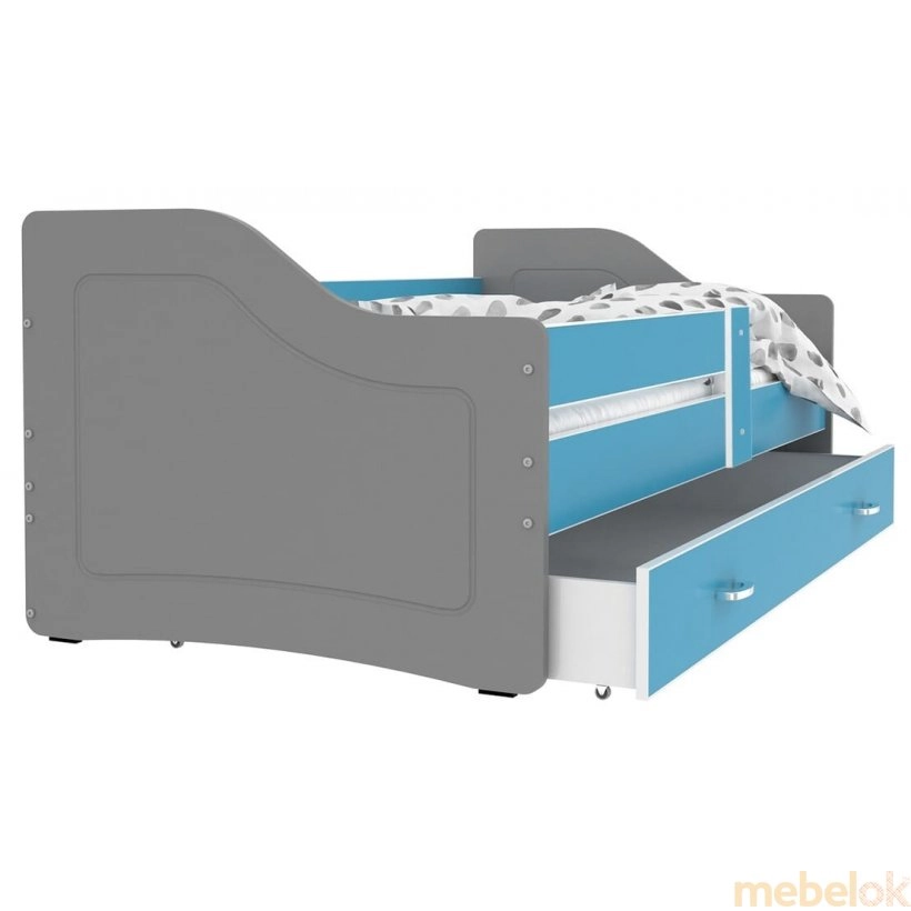 Кровать SWEETY 80x140 серый - синий